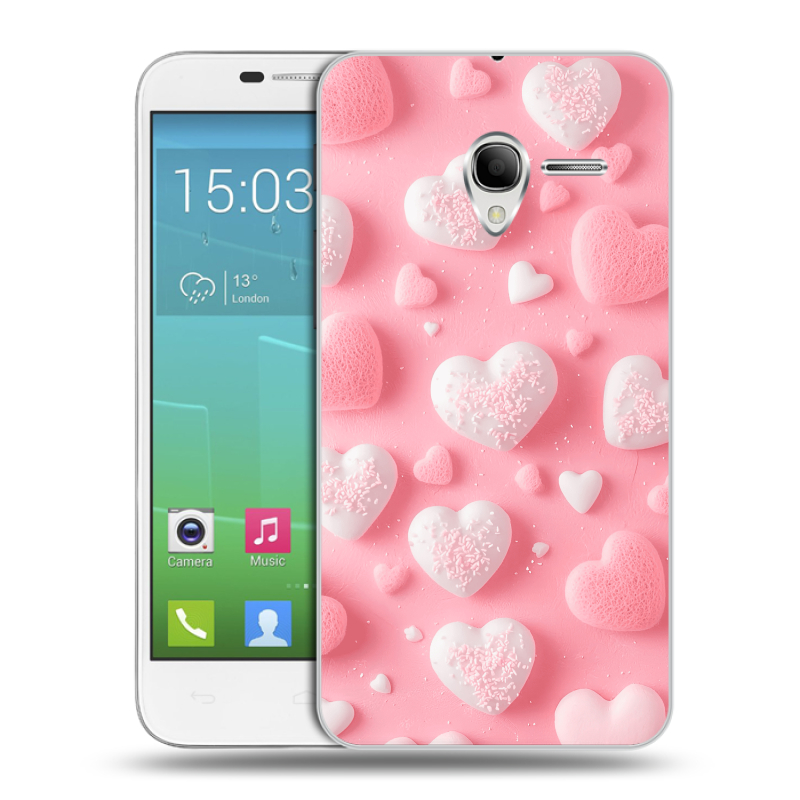 Силиконовый чехол на Alcatel One Touch POP 3 5 с принтом Сердечки Силиконовый чехол на Alcatel One Touch POP 3 5 с принтом Сердечки