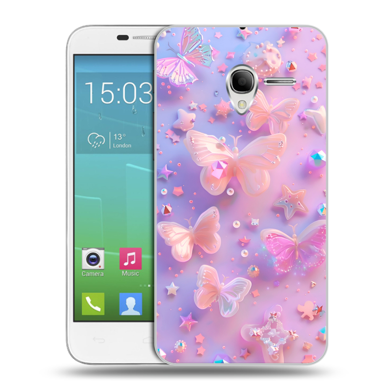 Силиконовый чехол на Alcatel One Touch POP 3 5 с принтом Бабочки Силиконовый чехол на Alcatel One Touch POP 3 5 с принтом Бабочки