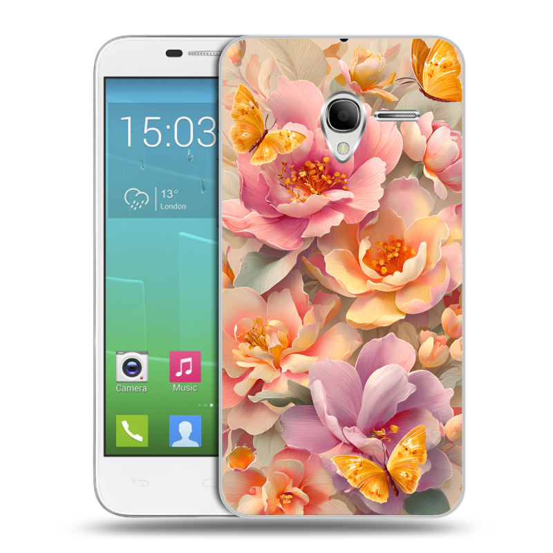 Силиконовый чехол на Alcatel One Touch POP 3 5 с принтом Цветы и бабочки Силиконовый чехол на Alcatel One Touch POP 3 5 с принтом Цветы и бабочки