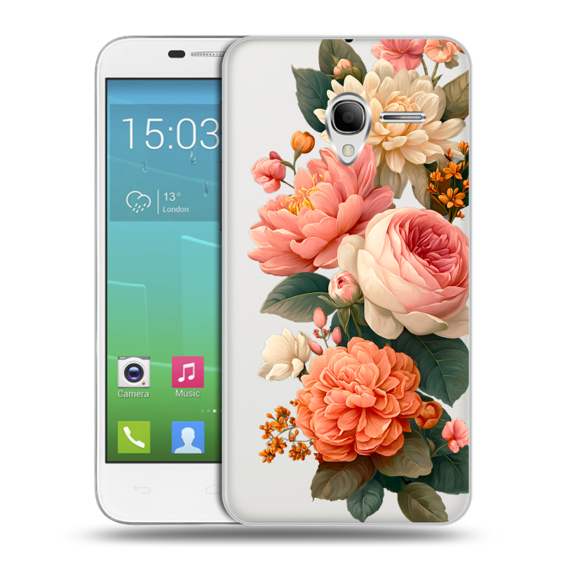 Силиконовый чехол на Alcatel One Touch POP 3 5 с принтом цветы Силиконовый чехол на Alcatel One Touch POP 3 5 с принтом цветы