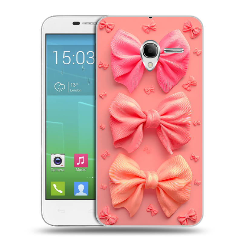 Силиконовый чехол на Alcatel One Touch POP 3 5 с принтом Розовые бантики Силиконовый чехол на Alcatel One Touch POP 3 5 с принтом Розовые бантики