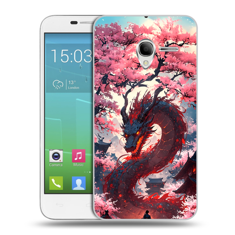 Силиконовый чехол на Alcatel One Touch POP 3 5 с принтом Дракон Японский Силиконовый чехол на Alcatel One Touch POP 3 5 с принтом Дракон Японский
