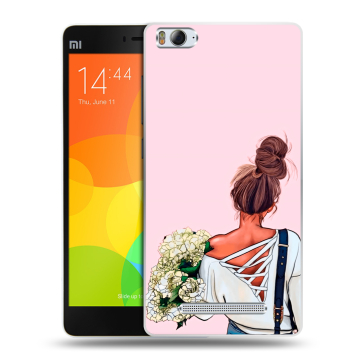 Пластиковый чехол на Xiaomi Mi 4c с принтом Девушка и букет Пластиковый чехол на Xiaomi Mi 4c с принтом Девушка и букет