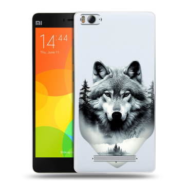 Пластиковый чехол на Xiaomi Mi 4c с принтом Волк в лесу Пластиковый чехол на Xiaomi Mi 4c с принтом Волк в лесу