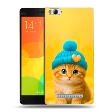 Пластиковый чехол на Xiaomi Mi 4c с принтом Котенок в шапке Пластиковый чехол на Xiaomi Mi 4c с принтом Котенок в шапке
