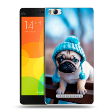 Пластиковый чехол на Xiaomi Mi 4c с принтом Мопс в шапке