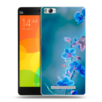 Пластиковый чехол на Xiaomi Mi 4c с принтом Голубые цветы Пластиковый чехол на Xiaomi Mi 4c с принтом Голубые цветы