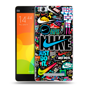 Пластиковый чехол на Xiaomi Mi 4c с принтом найк nike черный