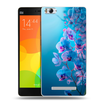 Пластиковый чехол на Xiaomi Mi 4c с принтом голубые орхидеи Пластиковый чехол на Xiaomi Mi 4c с принтом голубые орхидеи