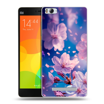 Пластиковый чехол на Xiaomi Mi 4c с принтом цветы бабочки
