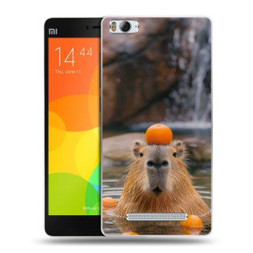 Пластиковый чехол на Xiaomi Mi 4c с принтом Капибара с апельсином Пластиковый чехол на Xiaomi Mi 4c с принтом Капибара с апельсином