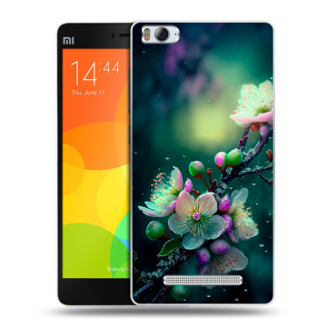 Пластиковый чехол на Xiaomi Mi 4c с принтом Цветы и мрамор Пластиковый чехол на Xiaomi Mi 4c с принтом Цветы и мрамор