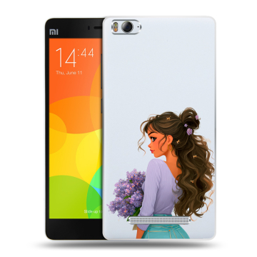 Пластиковый чехол на Xiaomi Mi 4c с принтом девушка цветы Пластиковый чехол на Xiaomi Mi 4c с принтом девушка цветы