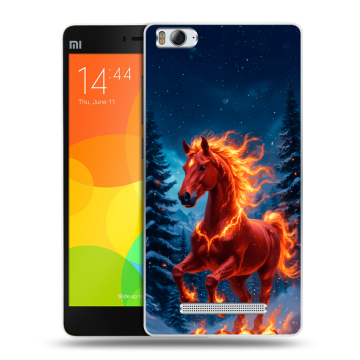 Пластиковый чехол на Xiaomi Mi 4c с принтом Новый год коня Пластиковый чехол на Xiaomi Mi 4c с принтом Новый год коня