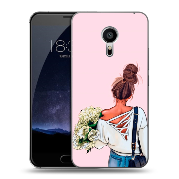 Пластиковый чехол на Meizu Pro 5 с принтом Девушка и букет