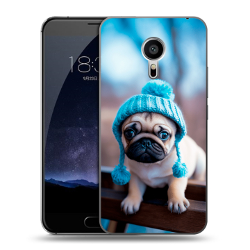 Пластиковый чехол на Meizu Pro 5 с принтом Мопс в шапке