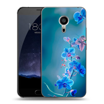Пластиковый чехол на Meizu Pro 5 с принтом Голубые цветы