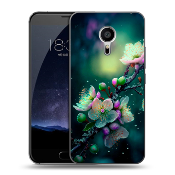 Пластиковый чехол на Meizu Pro 5 с принтом Цветы и мрамор