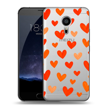 Пластиковый чехол на Meizu Pro 5 с принтом Сердечки