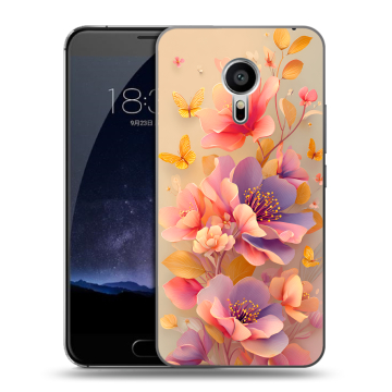 Пластиковый чехол на Meizu Pro 5 с принтом Цветы и бабочки