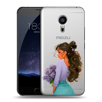 Пластиковый чехол на Meizu Pro 5 с принтом девушка цветы
