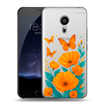 Пластиковый чехол на Meizu Pro 5 с принтом цветы бабочки