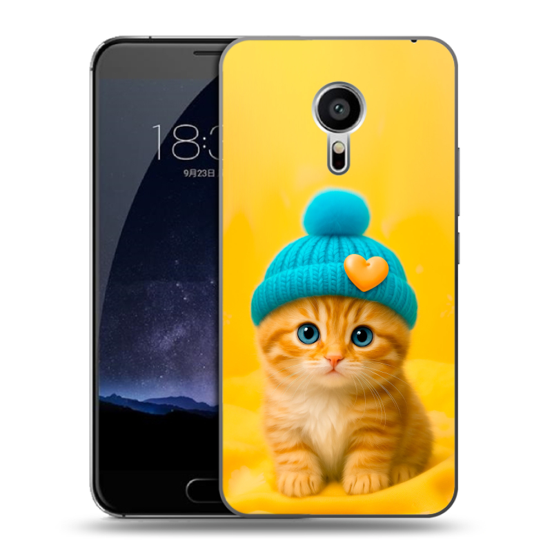 Пластиковый чехол на Meizu Pro 5 с принтом Котенок в шапке Пластиковый чехол на Meizu Pro 5 с принтом Котенок в шапке