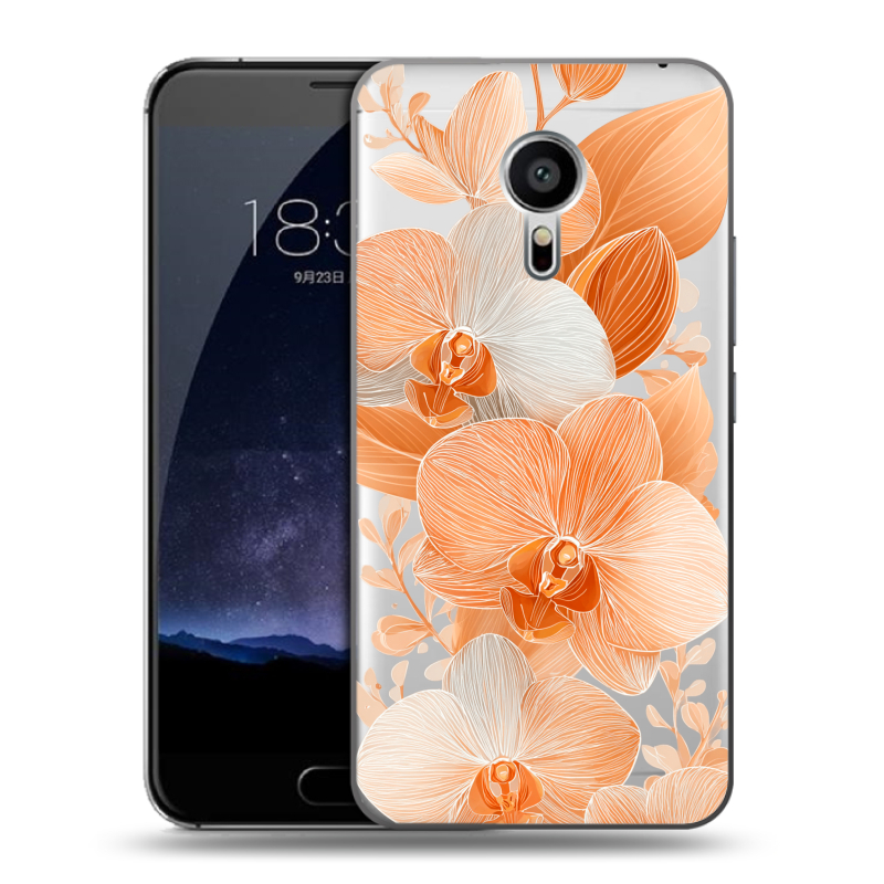 Пластиковый чехол на Meizu Pro 5 с принтом Бежевые цветы Пластиковый чехол на Meizu Pro 5 с принтом Бежевые цветы
