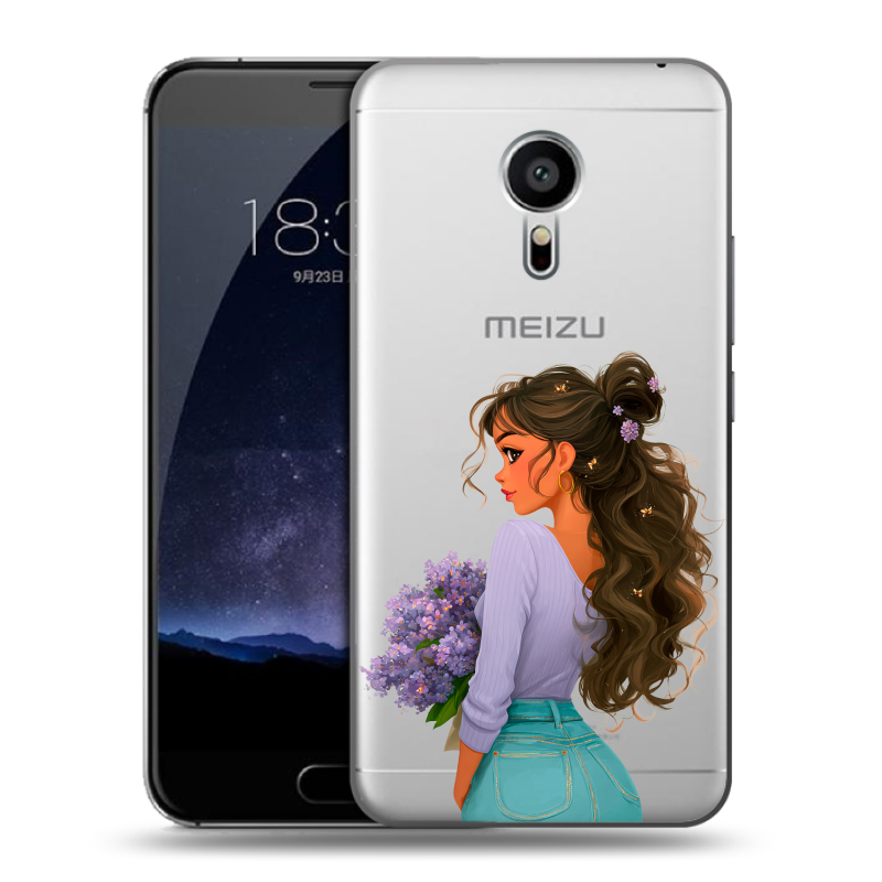 Пластиковый чехол на Meizu Pro 5 с принтом девушка цветы Пластиковый чехол на Meizu Pro 5 с принтом девушка цветы