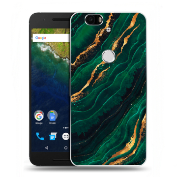 Силиконовый чехол на Google Huawei Nexus 6P с принтом Мрамор зеленое золото Силиконовый чехол на Google Huawei Nexus 6P с принтом Мрамор зеленое золото