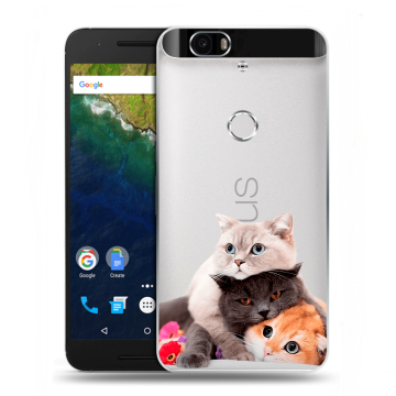 Силиконовый чехол на Google Huawei Nexus 6P с принтом Кошки Силиконовый чехол на Google Huawei Nexus 6P с принтом Кошки
