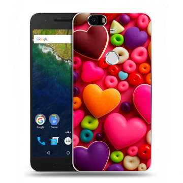 Силиконовый чехол на Google Huawei Nexus 6P с принтом Сердечки Силиконовый чехол на Google Huawei Nexus 6P с принтом Сердечки