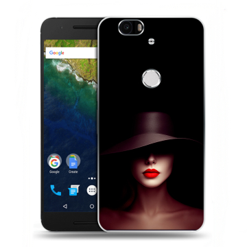 Силиконовый чехол на Google Huawei Nexus 6P с принтом Девушка в шляпе