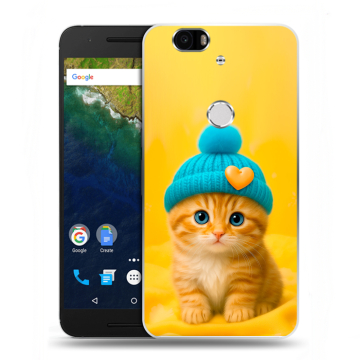 Силиконовый чехол на Google Huawei Nexus 6P с принтом Котенок в шапке
