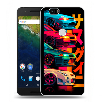 Силиконовый чехол на Google Huawei Nexus 6P с принтом Гоночные машины
