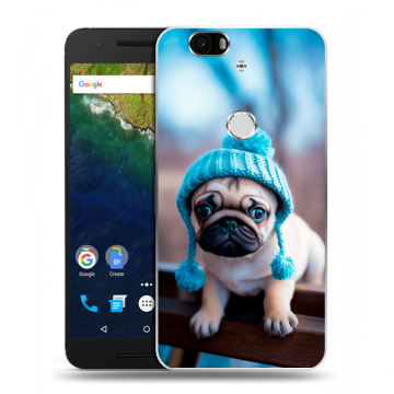 Силиконовый чехол на Google Huawei Nexus 6P с принтом Мопс в шапке Силиконовый чехол на Google Huawei Nexus 6P с принтом Мопс в шапке
