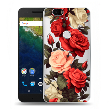 Силиконовый чехол на Google Huawei Nexus 6P с принтом Розы