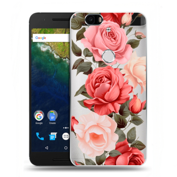 Силиконовый чехол на Google Huawei Nexus 6P с принтом Розы