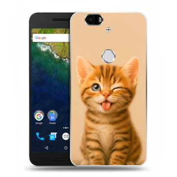 Силиконовый чехол на Google Huawei Nexus 6P с принтом котенок