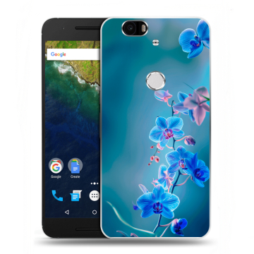 Силиконовый чехол на Google Huawei Nexus 6P с принтом Голубые цветы