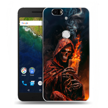 Силиконовый чехол на Google Huawei Nexus 6P с принтом Скелет и карты