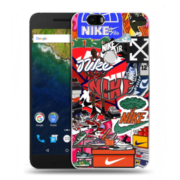 Силиконовый чехол на Google Huawei Nexus 6P с принтом Найк Nike яркий