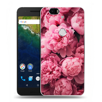 Силиконовый чехол на Google Huawei Nexus 6P с принтом цветы пионы