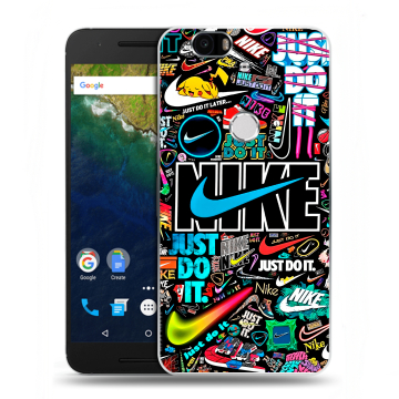 Силиконовый чехол на Google Huawei Nexus 6P с принтом найк nike черный Силиконовый чехол на Google Huawei Nexus 6P с принтом найк nike черный
