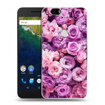 Силиконовый чехол на Google Huawei Nexus 6P с принтом лавандовые розы Силиконовый чехол на Google Huawei Nexus 6P с принтом лавандовые розы