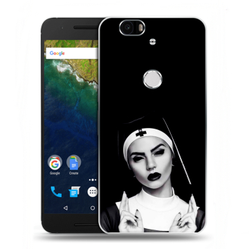 Силиконовый чехол на Google Huawei Nexus 6P с принтом монашка