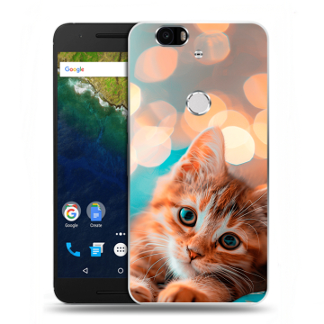 Силиконовый чехол на Google Huawei Nexus 6P с принтом котик