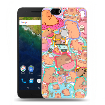 Силиконовый чехол на Google Huawei Nexus 6P с принтом капибары