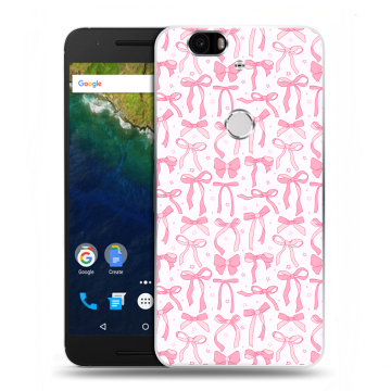Силиконовый чехол на Google Huawei Nexus 6P с принтом Розовые бантики Силиконовый чехол на Google Huawei Nexus 6P с принтом Розовые бантики