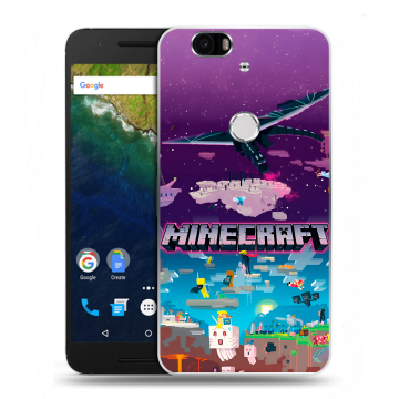 Силиконовый чехол на Google Huawei Nexus 6P с принтом Майнкрафт Minecraft